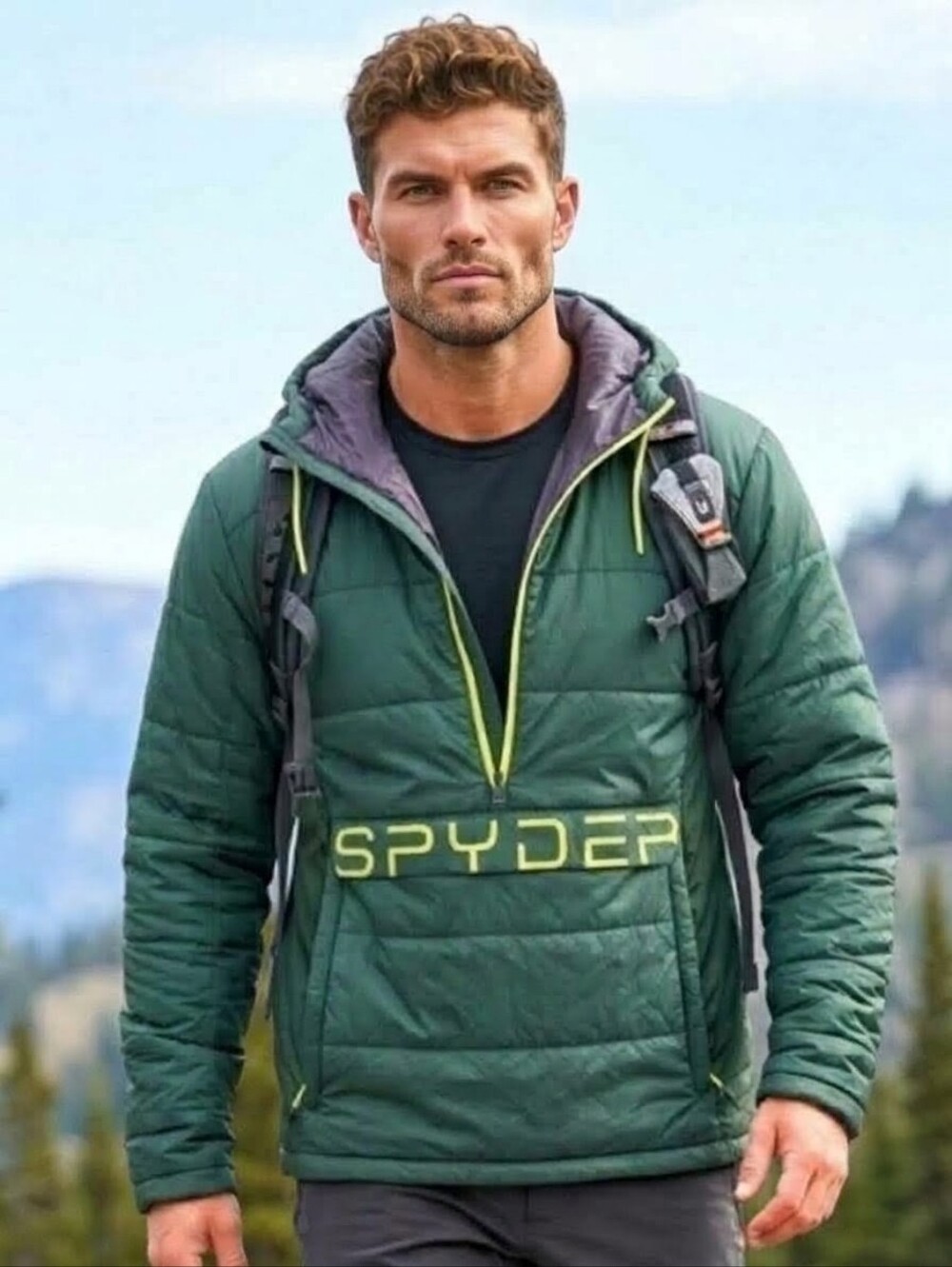 Spyder Men's 3/4 Zip Hooded Anorak Insulated Jacket